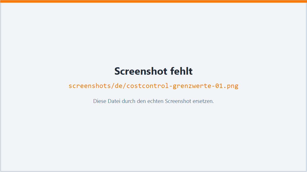 Screenshot: Prüfung und Grenzwerte