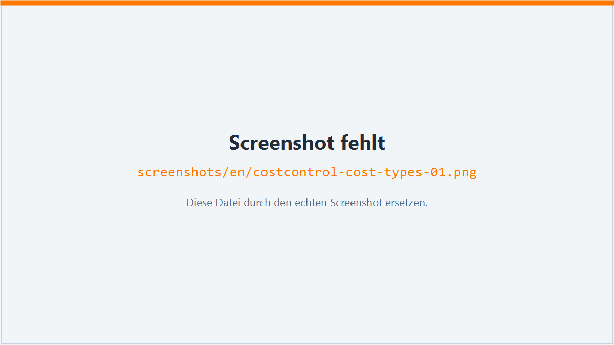 Screenshot: Cost types and assignment