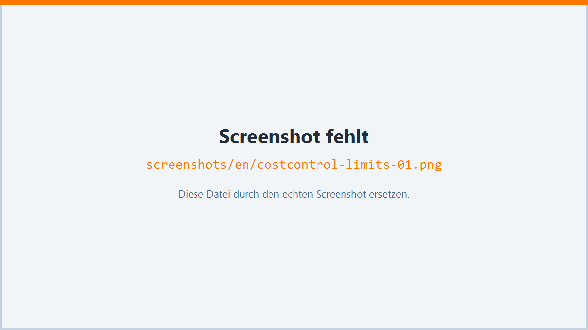 Screenshot: Checks and limits